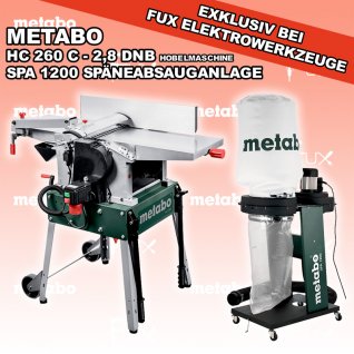 Metabo HC 260 C - 2,8 DNB Hobelmaschine & SPA 1200 W Späneabsauganlage